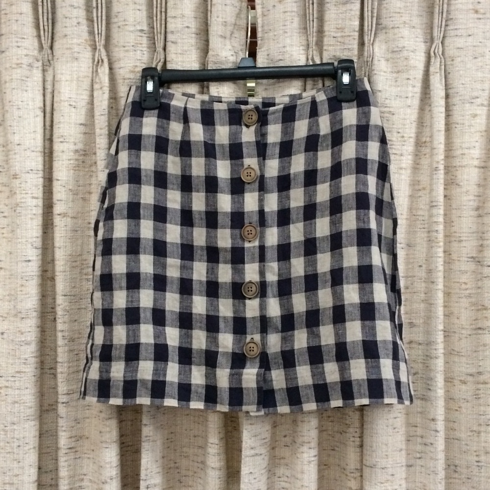 Mango Button Down Plaid Skirt - Xs - image 1